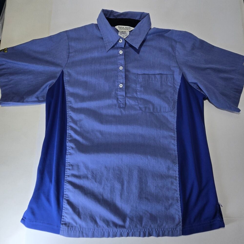 Waffle House Polo Shirt Ladies Employee Uniform Work Shirt Flag Breathable *EUC